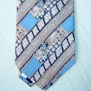 Como Valentino blue tan stripe silk tie NEW